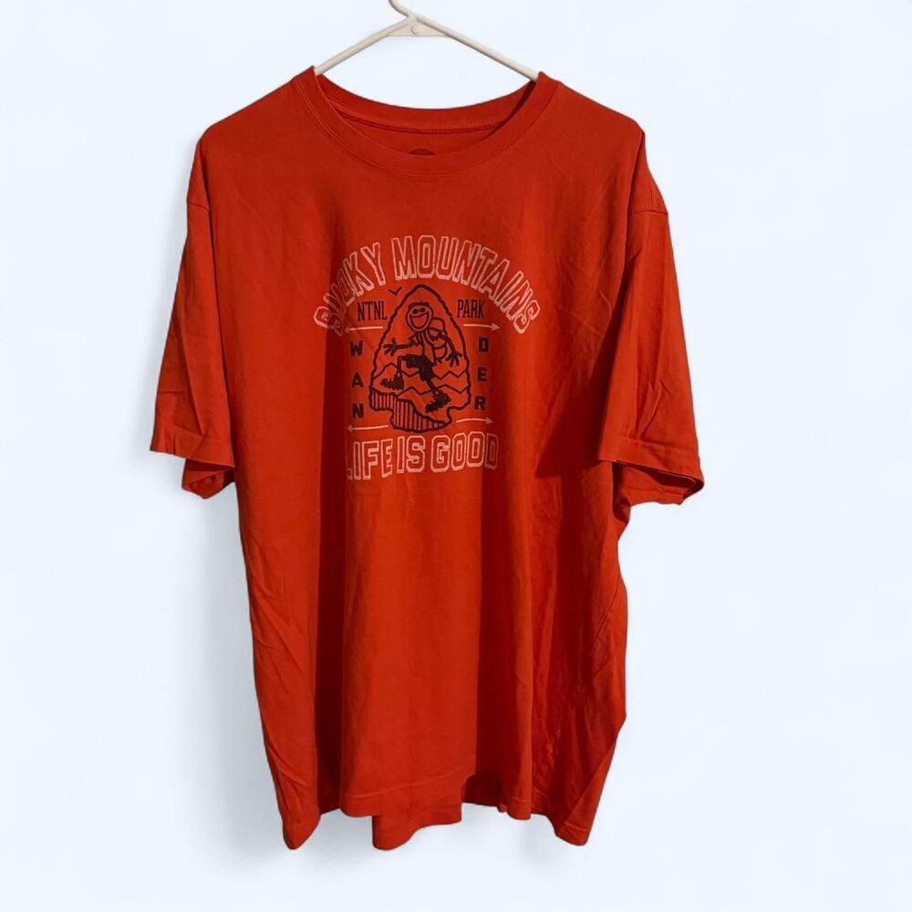 Life is Good shirt Men XXL orange Smoky Mountains graphic tee